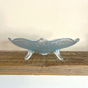 Fenton blue carnival glass candy dish